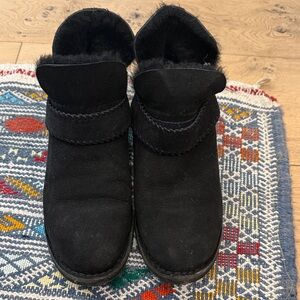 Black Suede Fur-Lined UGG Boots